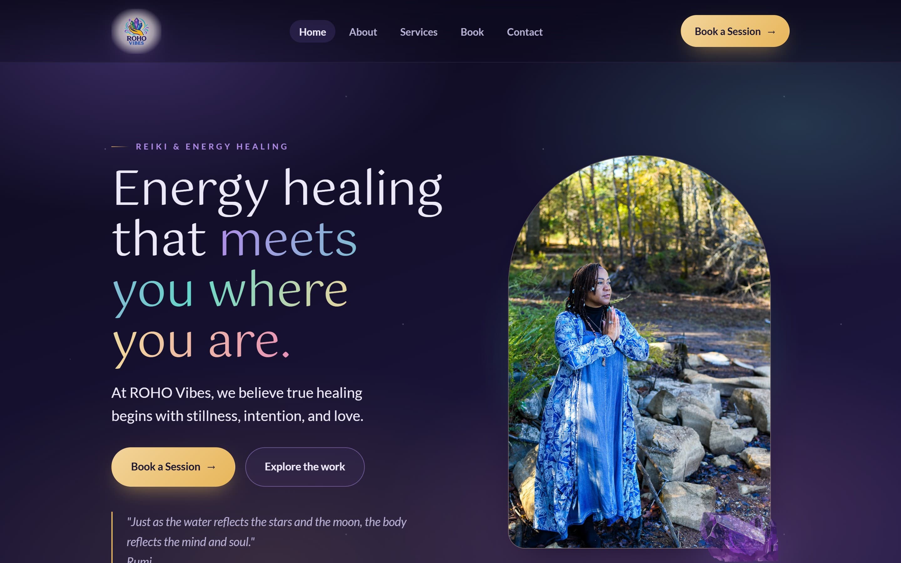 Website built for Roho Vibes Wellness